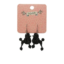 Poodle Glitter Hook Drop Earrings - Black^Erstwilder Sale