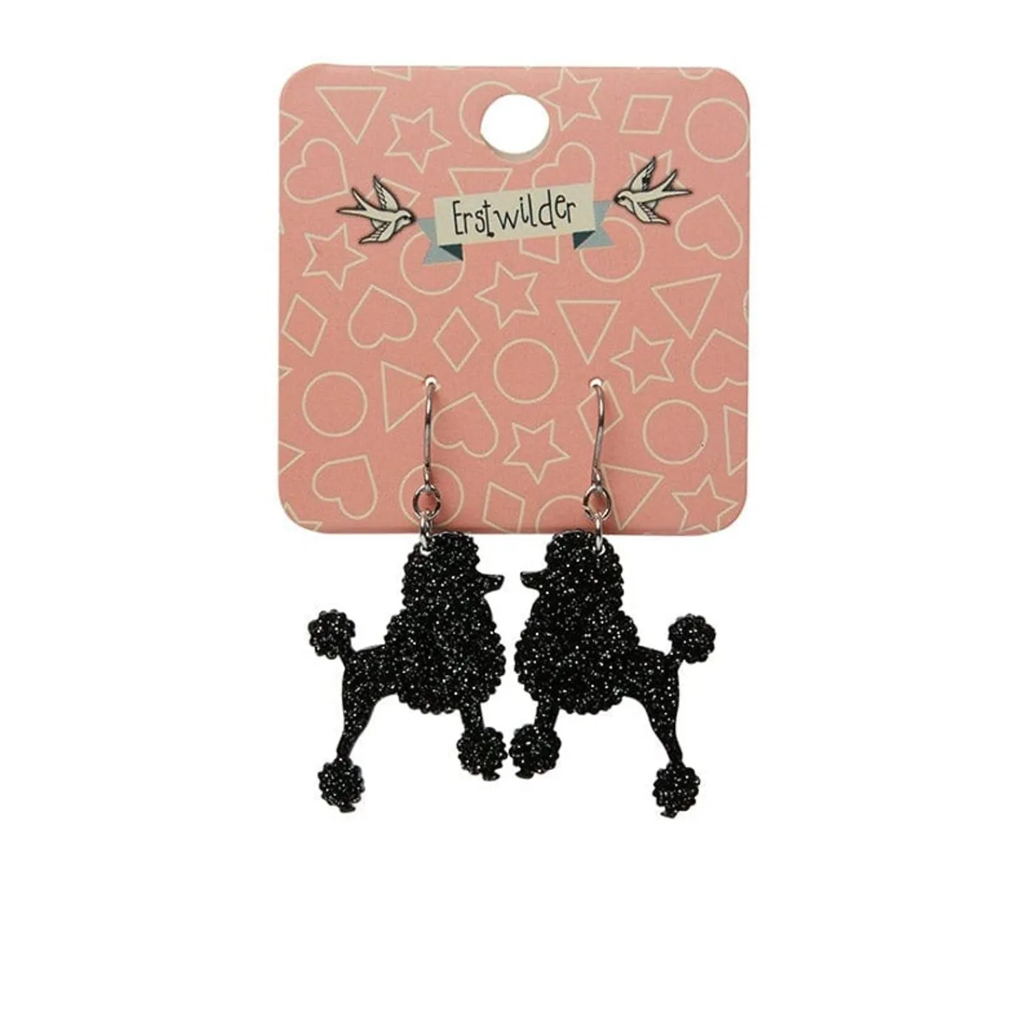 Poodle Glitter Hook Drop Earrings - Black^Erstwilder Sale