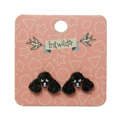 Poodle Glitter Stud Earrings - Black^Erstwilder Discount