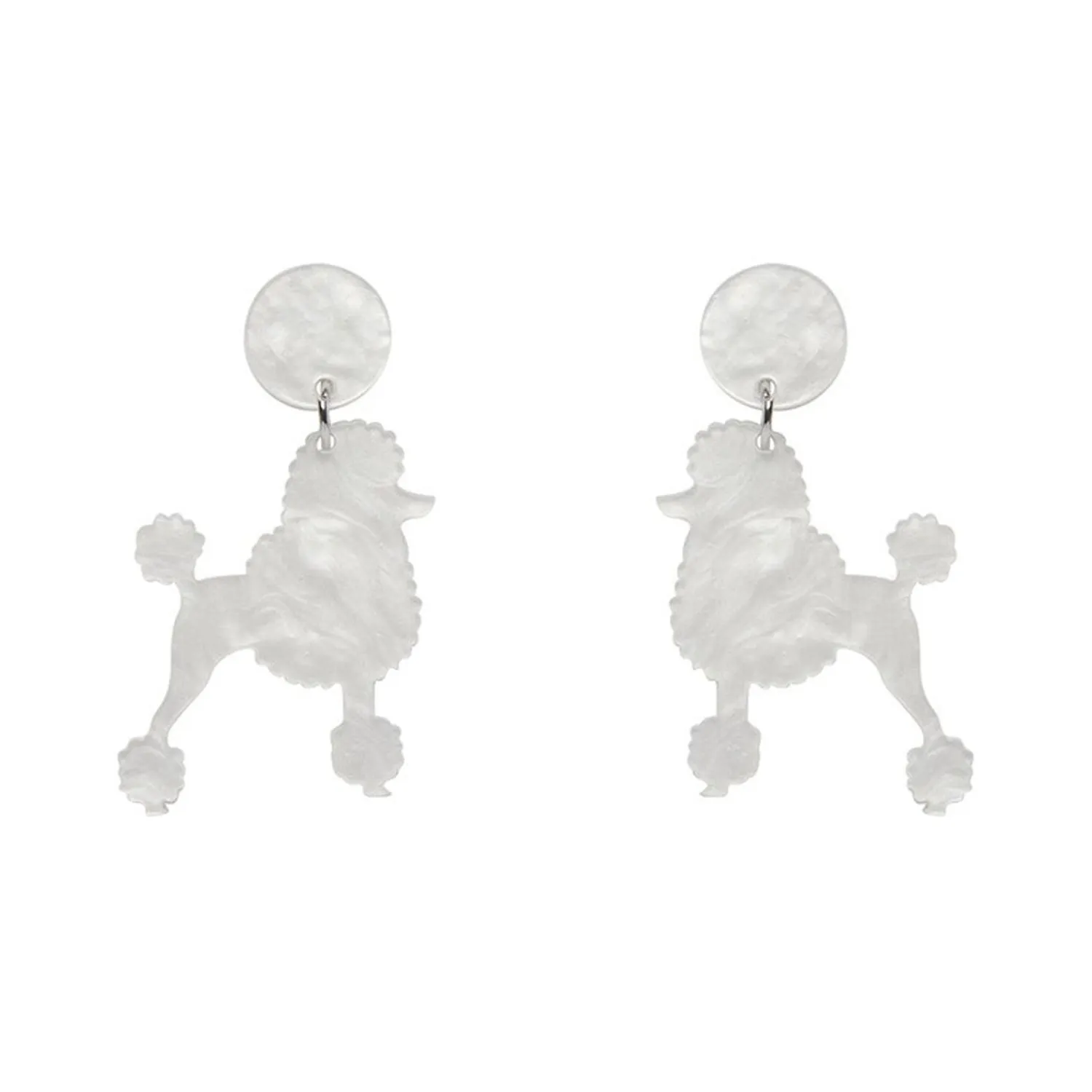 Poodle Ripple Post Drop Earrings - White^Erstwilder Best
