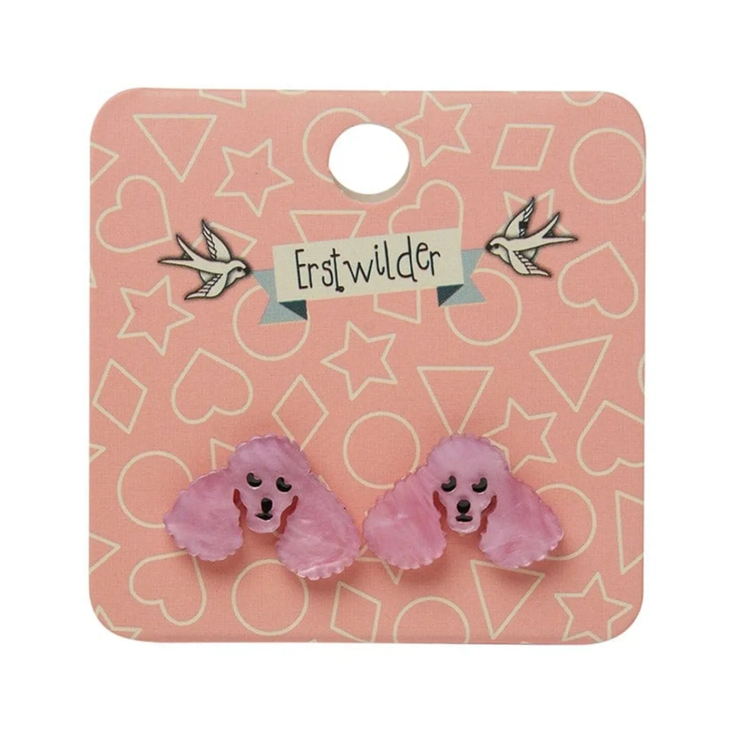 Poodle Ripple Stud Earrings - Pink^Erstwilder Outlet