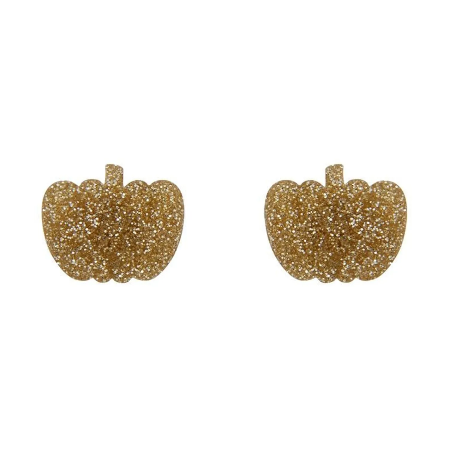Pumpkin Glitter Resin Stud Earrings - Gold^Erstwilder Sale
