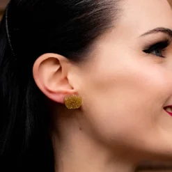 Pumpkin Glitter Resin Stud Earrings - Gold^Erstwilder Sale