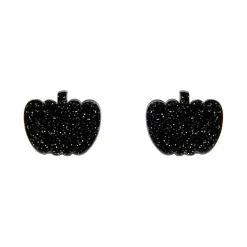 Pumpkin Glitter Resin Stud Earrings - Black^Erstwilder