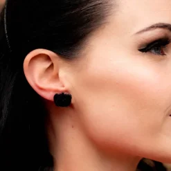 Pumpkin Glitter Resin Stud Earrings - Black^Erstwilder