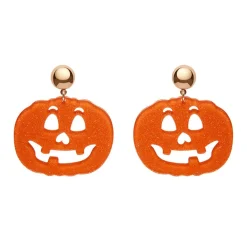 Pumpkin Glitter Statement Earrings - Orange^Erstwilder Outlet