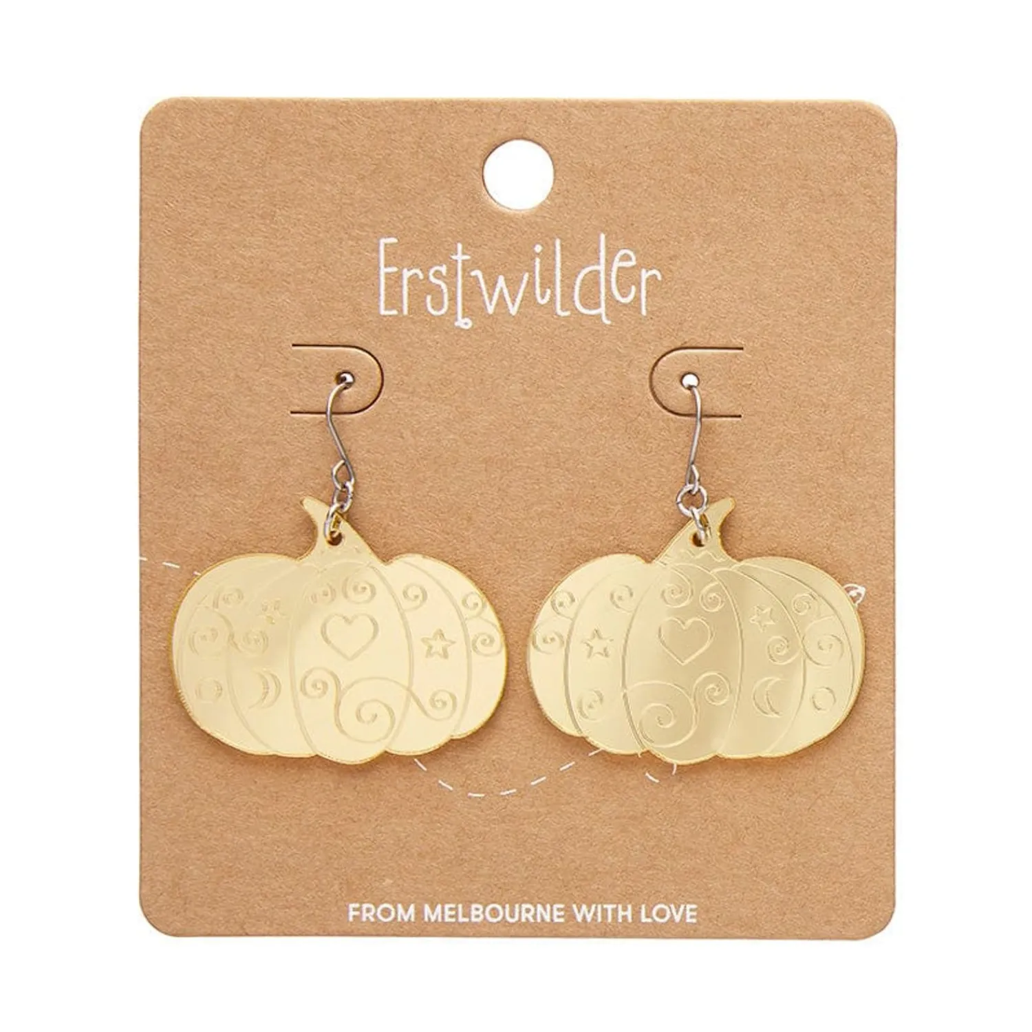 Pumpkin Magic Mirror Drop Earrings - Gold^Erstwilder Clearance