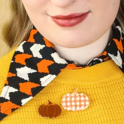 Pumpkin Patch Mini Brooch Set - Orange & Orange Gingham^Erstwilder Hot