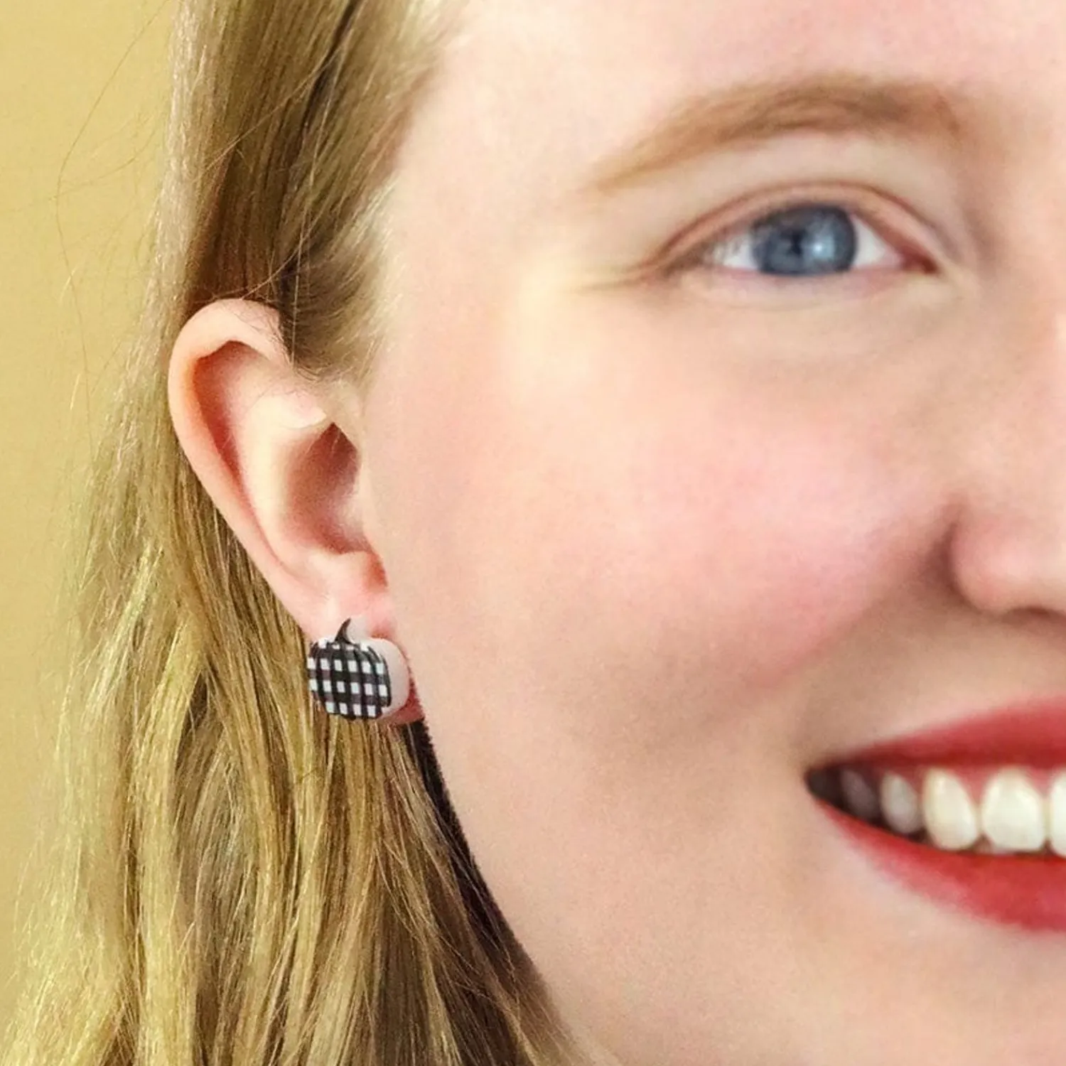 Pumpkin Patch Stud Earrings Set - Gold & Black Gingham^Erstwilder Best