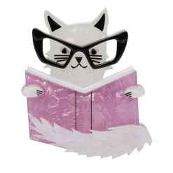 Puss In Books Brooch^Erstwilder Clearance