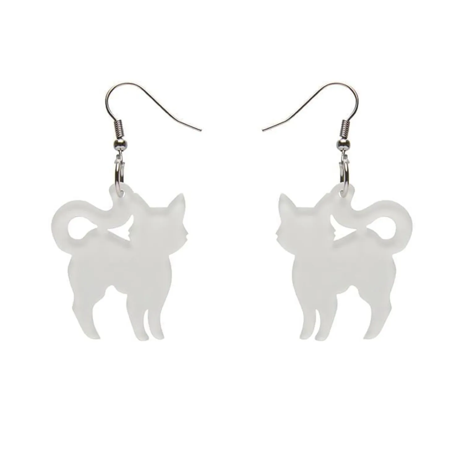 Pussy Cat Bubble Resin Drop Earrings - White^Erstwilder