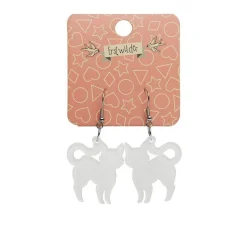 Pussy Cat Bubble Resin Drop Earrings - White^Erstwilder