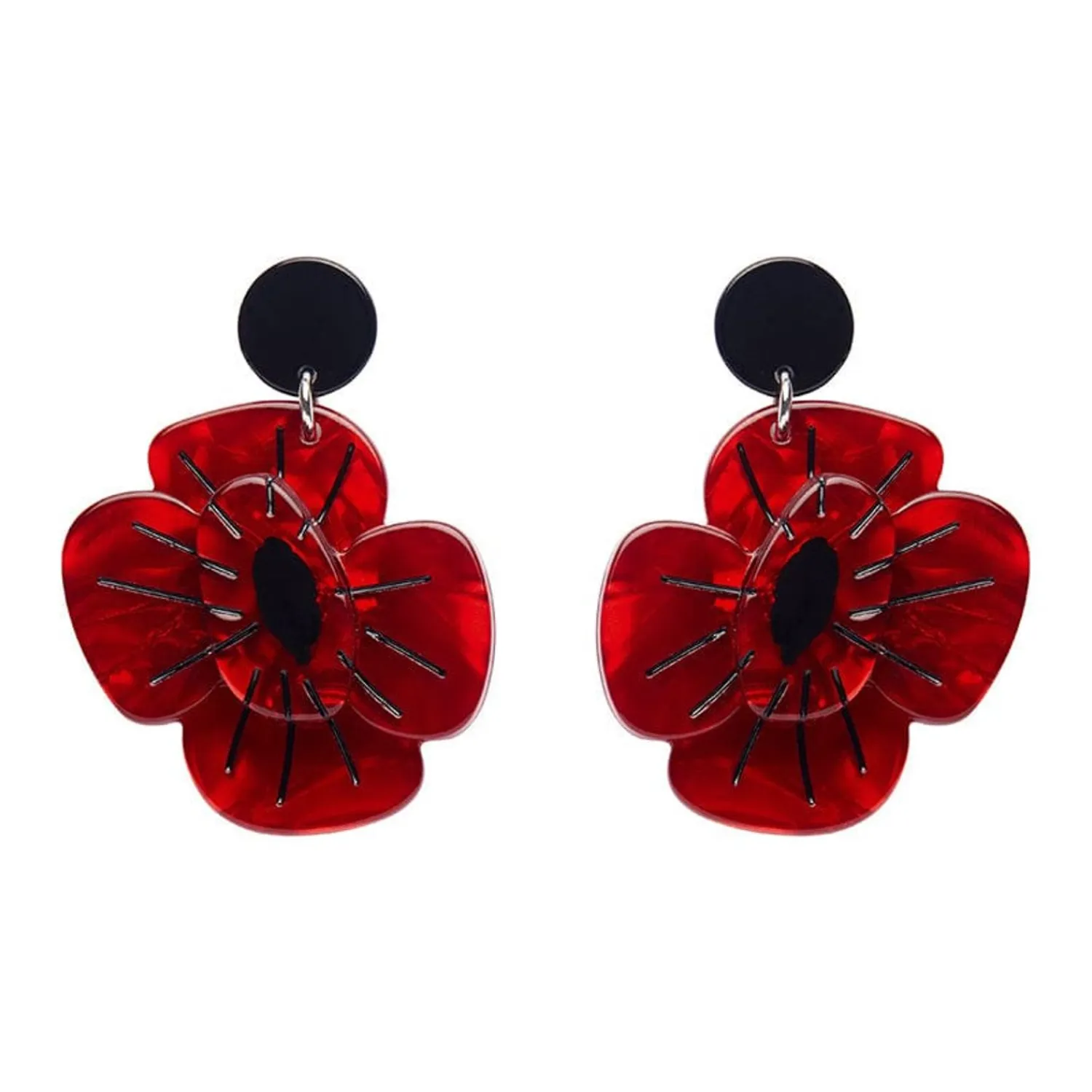 Remembrance Poppy Drop Earrings^Erstwilder New