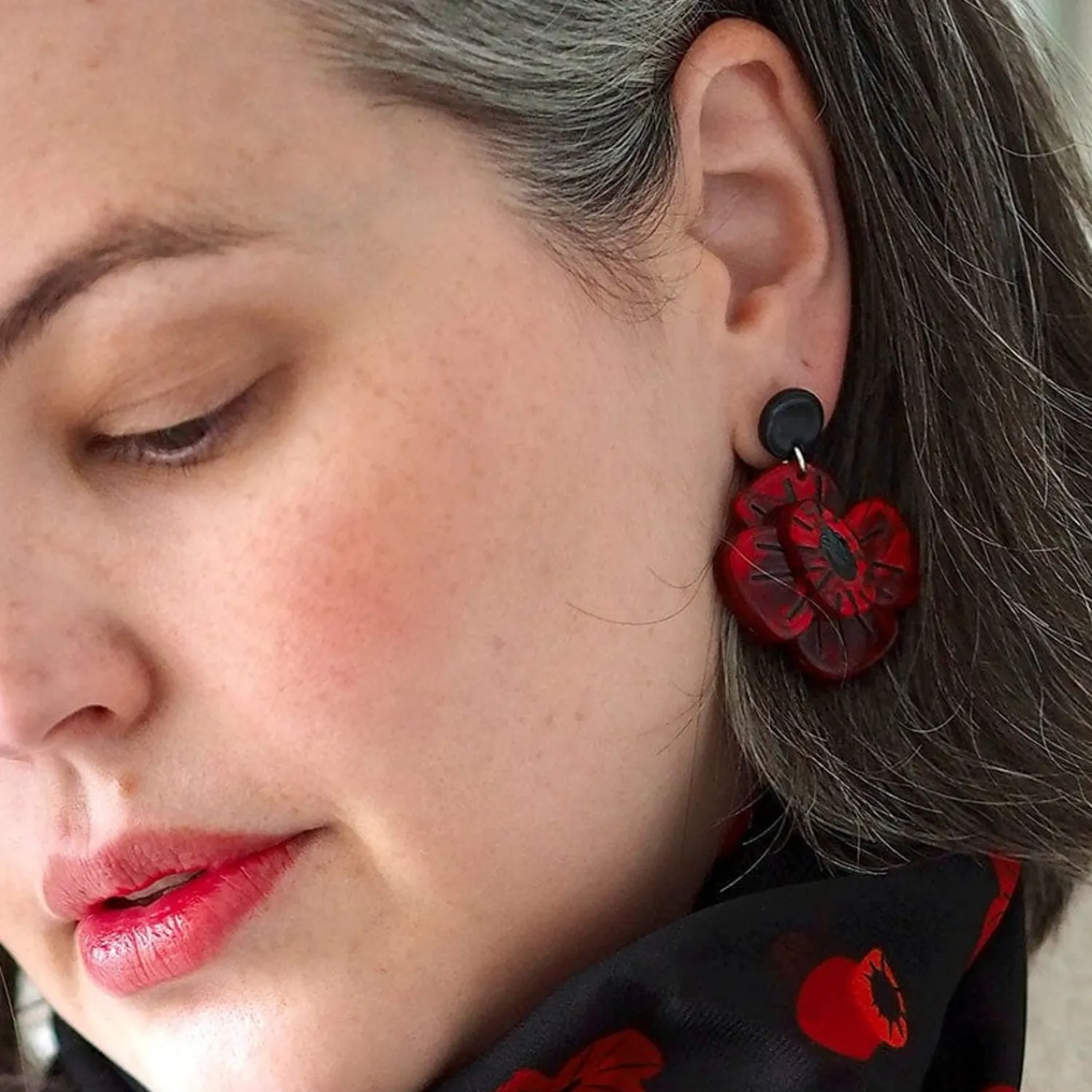 Remembrance Poppy Drop Earrings^Erstwilder New