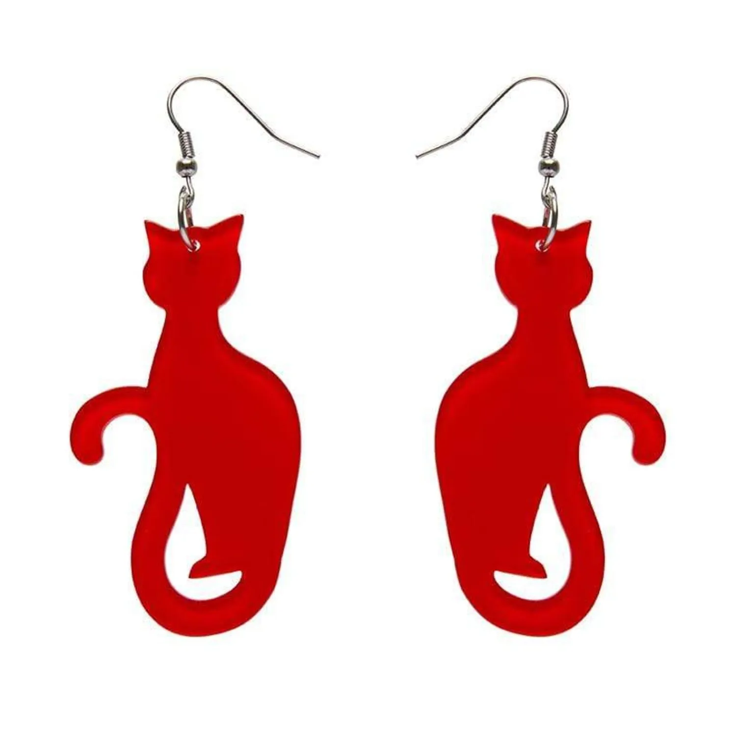 Sitting Cat Bubble Resin Drop Earrings - Red^Erstwilder Discount