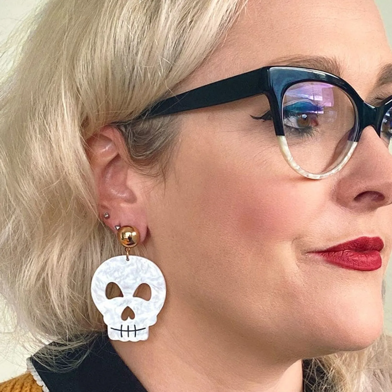 Skull Ripple Statement Earrings - White^Erstwilder Hot