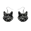 Solid Cat Head Chunky Glitter Resin Drop Earrings - Silver^Erstwilder New