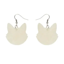 Solid Cat Head Ripple Resin Drop Earrings - White^Erstwilder Online