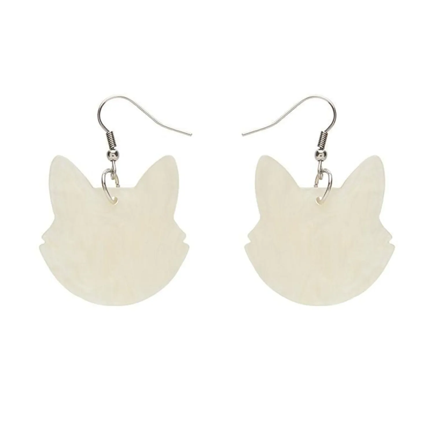 Solid Cat Head Ripple Resin Drop Earrings - White^Erstwilder Online