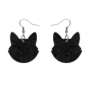 Solid Cat Head Ripple Resin Drop Earrings - Black^Erstwilder Outlet