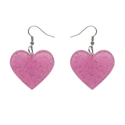Solid Heart Glitter Resin Drop Earrings - Pink^Erstwilder Hot