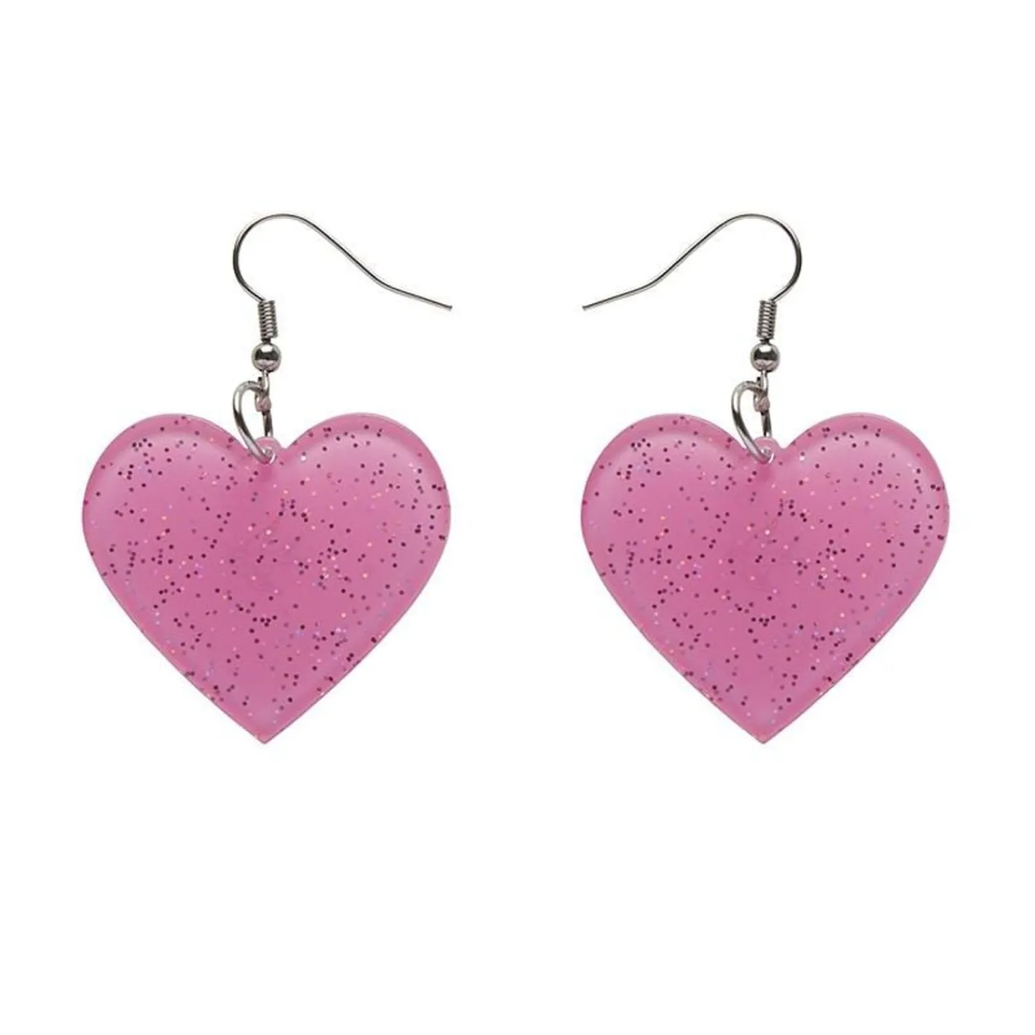 Solid Heart Glitter Resin Drop Earrings - Pink^Erstwilder Hot