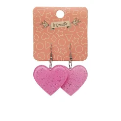 Solid Heart Glitter Resin Drop Earrings - Pink^Erstwilder Hot