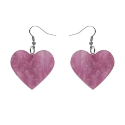 Solid Heart Ripple Resin Drop Earrings - Mauve^Erstwilder