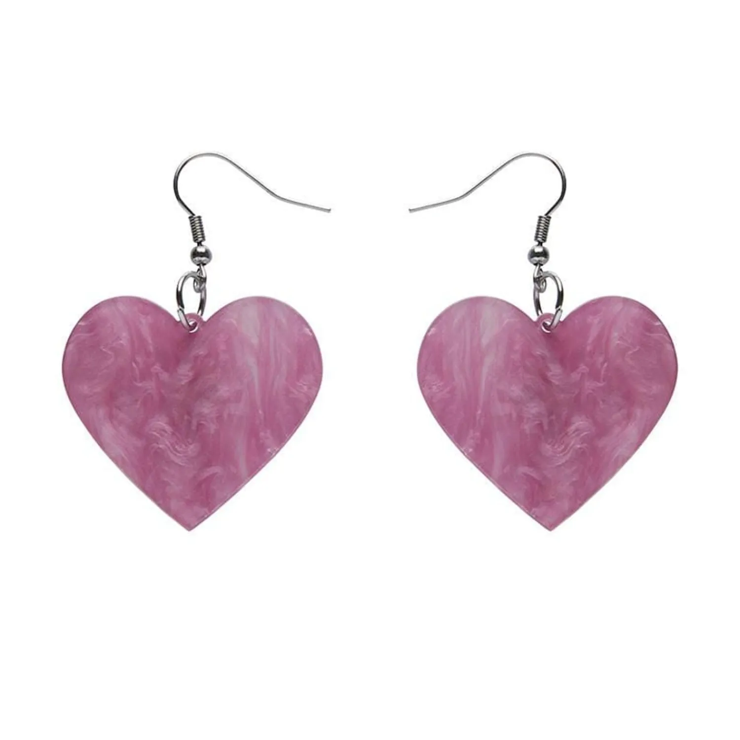 Solid Heart Ripple Resin Drop Earrings - Mauve^Erstwilder