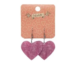 Solid Heart Ripple Resin Drop Earrings - Mauve^Erstwilder
