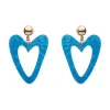 Statement Glitter Ripple Heart Drop Earrings - Aqua^Erstwilder Outlet