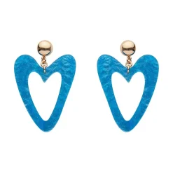 Statement Glitter Ripple Heart Drop Earrings - Aqua^Erstwilder Outlet