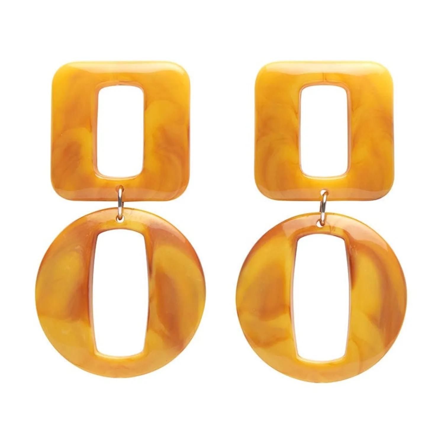 Statement Marble Chunky Drop Earrings - Mustard^Erstwilder Online