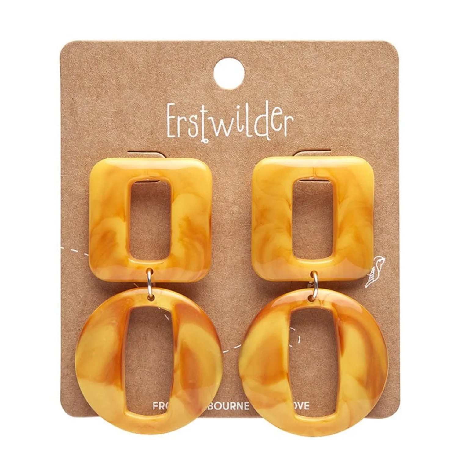 Statement Marble Chunky Drop Earrings - Mustard^Erstwilder Online