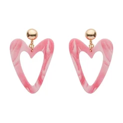 Statement Marble Resin Heart Drop Earrings - Pink^Erstwilder Best