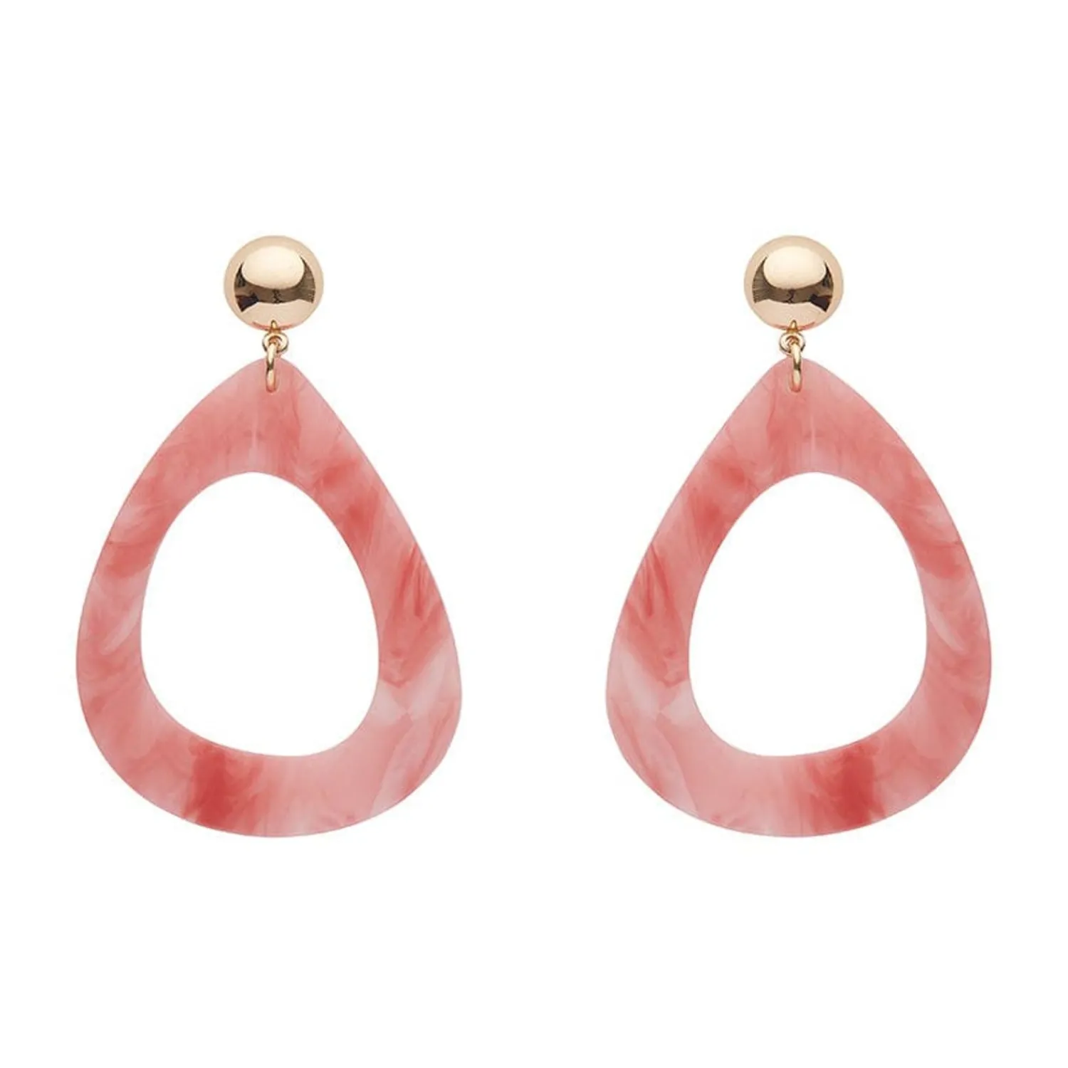 Statement Marble Resin Tear Drop Earrings - Coral^Erstwilder Sale