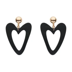 Statement Ripple Resin Heart Drop Earrings - Black^Erstwilder