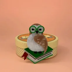 Studious Snow Owl Brooch^Erstwilder Outlet