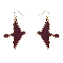Swallow Ripple Glitter Resin Drop Earrings - Burgundy^Erstwilder Discount