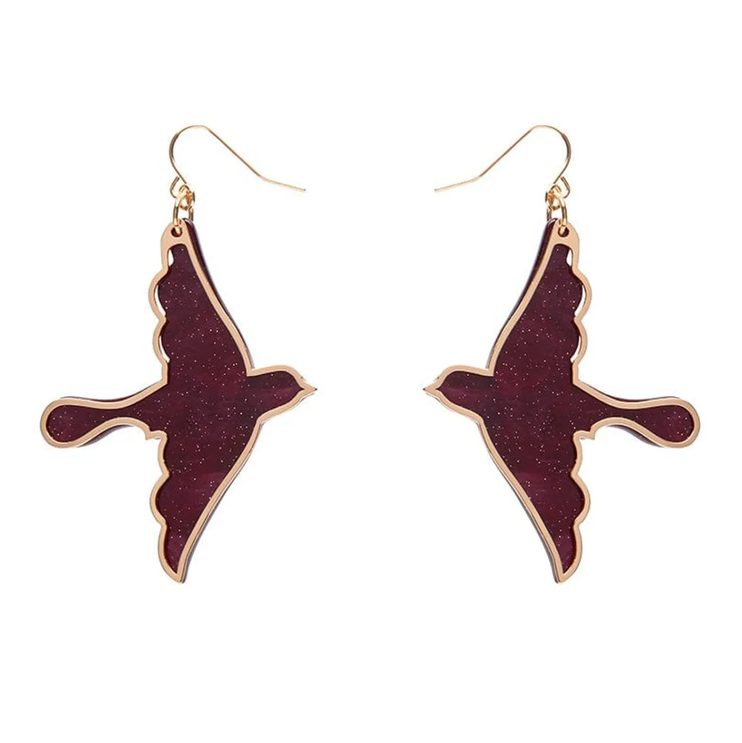 Swallow Ripple Glitter Resin Drop Earrings - Burgundy^Erstwilder Discount