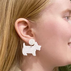 Terrier Textured Resin Drop Earrings - White^Erstwilder Best