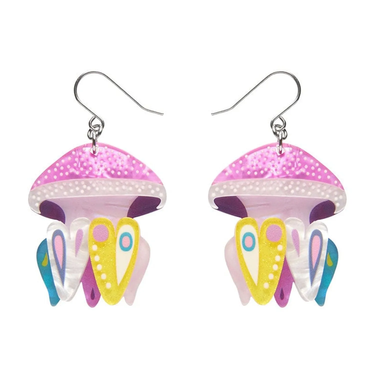 The Whimsical White Spotted Jellyfish Drop Earrings^Erstwilder Hot